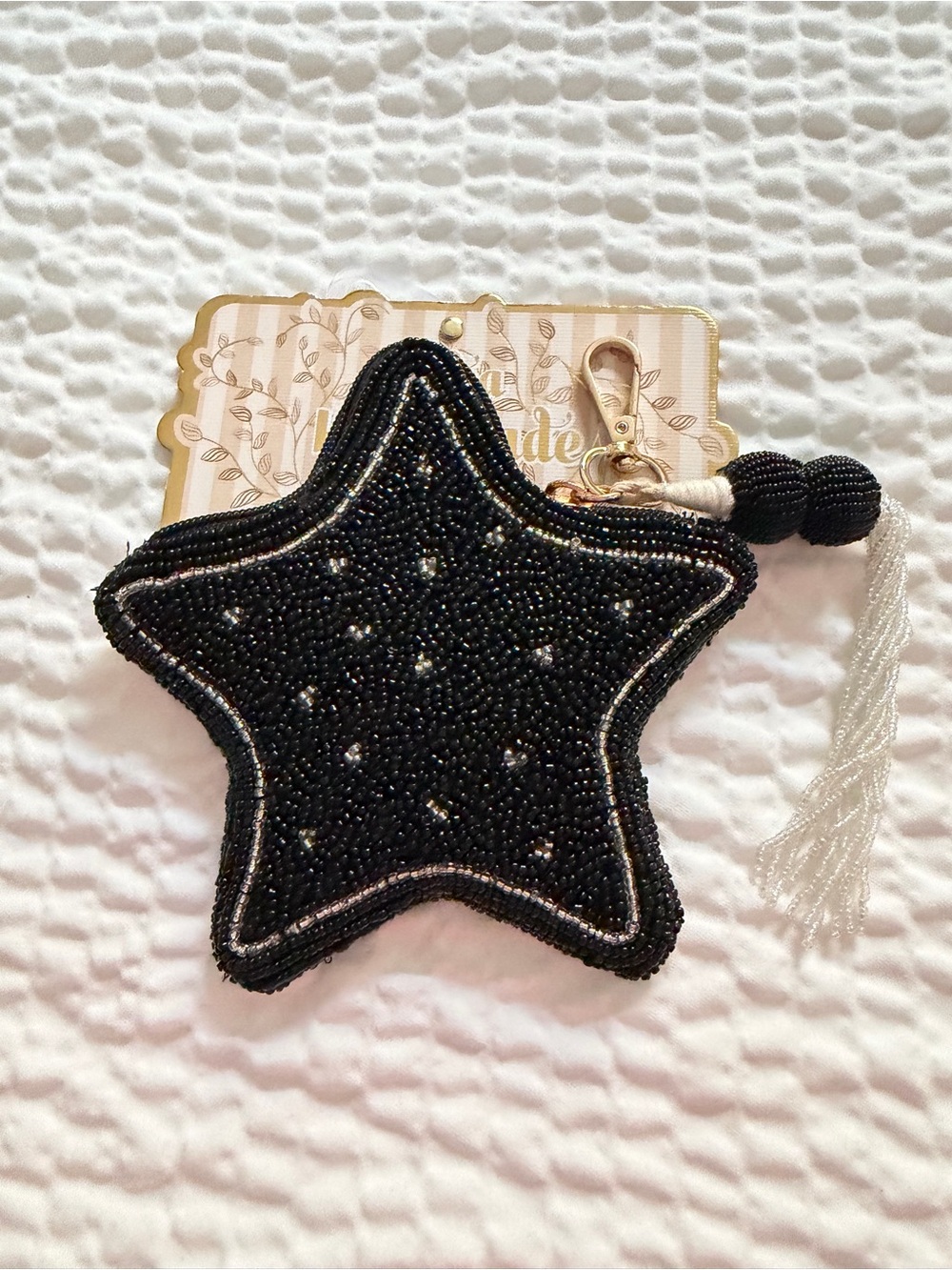 Beaded Star Coin pouch  - Black with Gold Accent